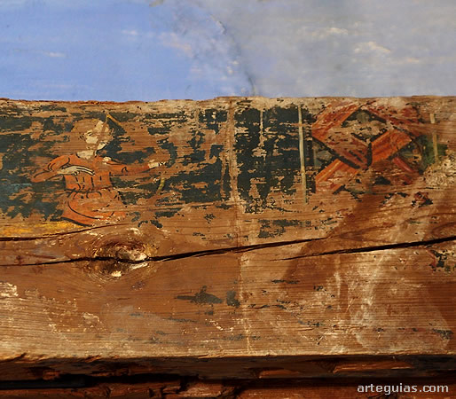 Viga con decoración figurada y policromada del siglo XIV