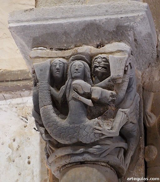 Capitel de sirenas-pez