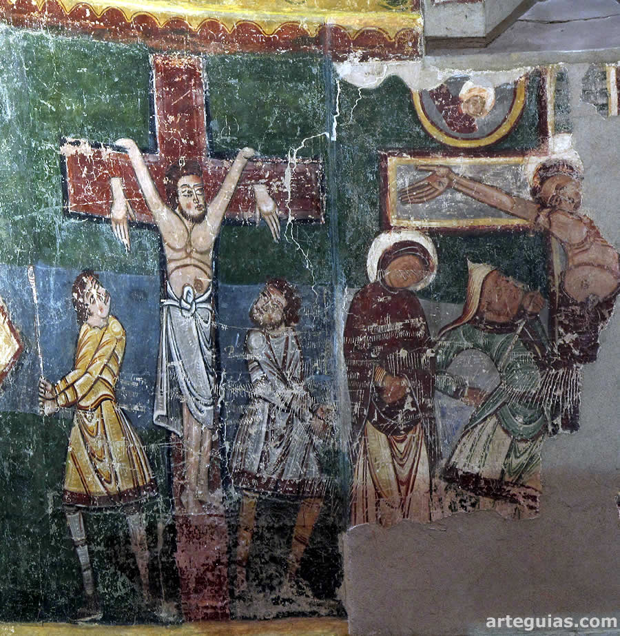 Fragmento de las pinturas rom&aacute;nicas de la iglesia de Bag&uuml;&eacute;s, Zaragoza