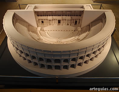 Maqueta del Teatro de Caesaraugusta  reflejando su estado en el siglo I d.C.