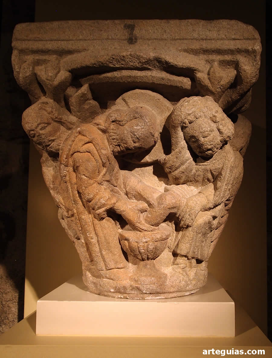 Capitel g&oacute;tico que representa el Lavatorio de los pies a San Pedro