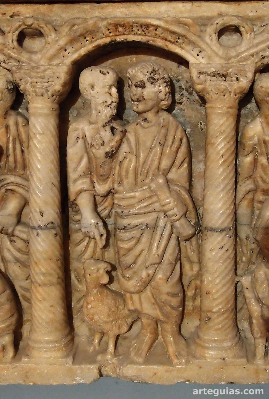 Sarcófago de Martos del Museo de Jaén: pasaje del canto del gallo de San Pedro