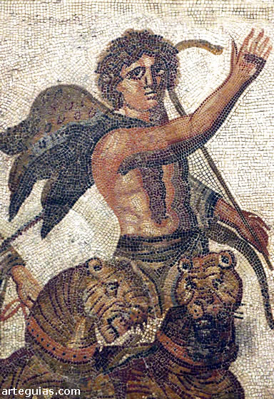 Detalle del c&eacute;lebre mosaico del Triunfo de Baco